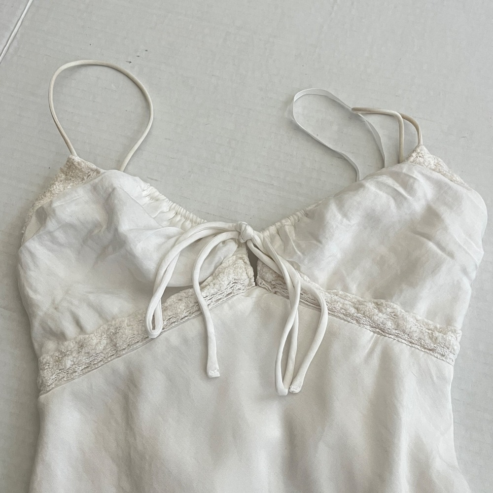 Princess Polly Babydoll Slip Maxi Dress 2 White Bias Cut Coquette Fairy Y2K Lace - Picture 9 of 12